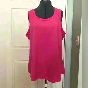 BASIC EDITIONS DARK PINK TANKTOP WOMEN 2X PTP 24 STB27